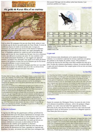 Un guide de Karak Hirn et ses environs