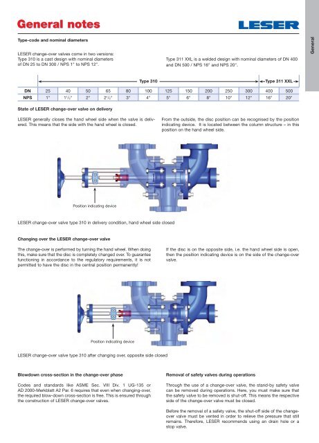 Change over valves type 310/311 - Leser.ru