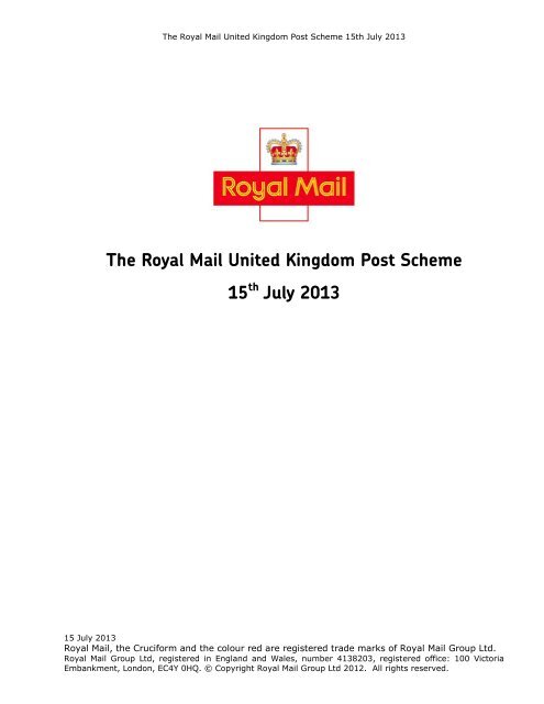 The Royal Mail United Kingdom Post Scheme 15 ... - Royal Mail Group