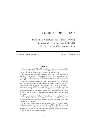 Tutorial OpenLDAP - Sebastien Varrette