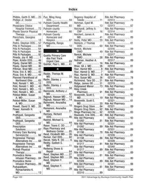 2012 Provider Directory - Medicare Advantage - Buckeye ...