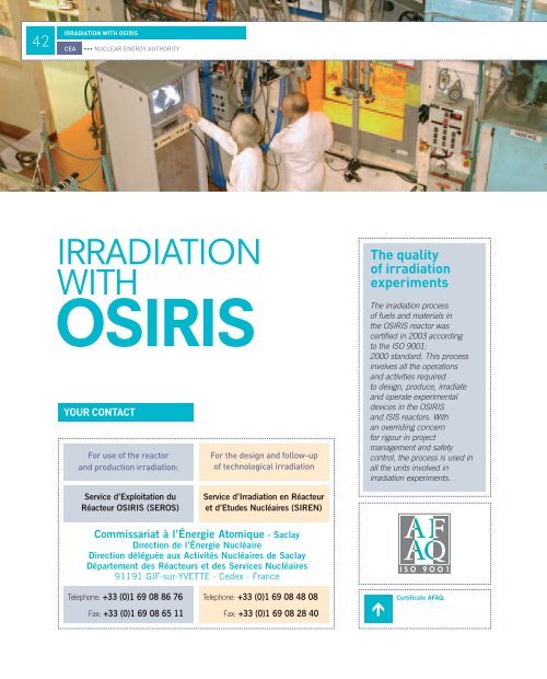 OSIRIS REACTOR - Centre de Cadarache - CEA