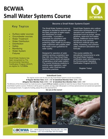 BCWWA Small Water Systems Course - BC Water & Waste ...