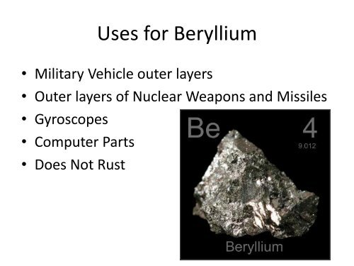 Alkaline Earth Metals - Nichols School