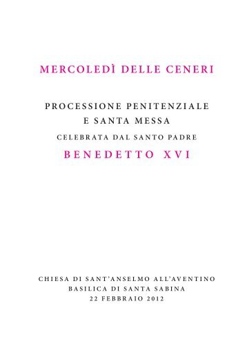 MERCOLEDÌ DELLE CENERI BENEDETTO XVI - La Santa Sede