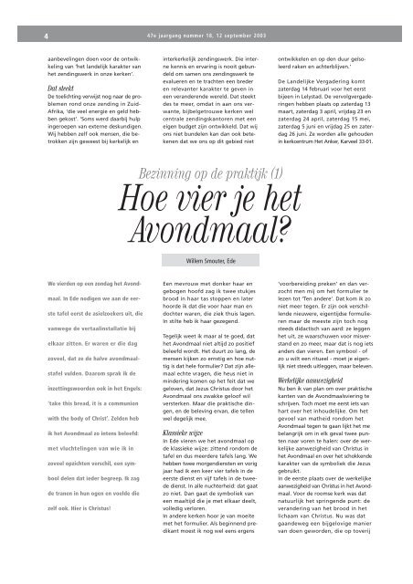 Bezinning 1: Hoe vier je het Avondmaal? (pdf - Smouter.net