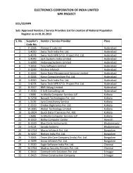 Vendors/Service Providers List for creation of NPR as on 01.01.2013