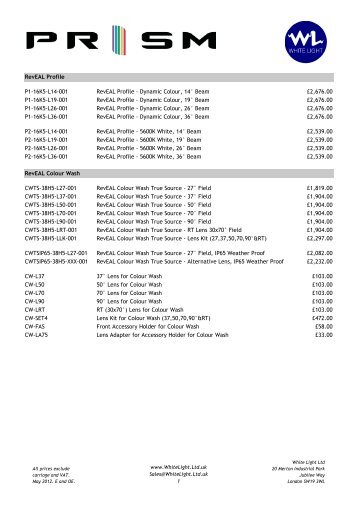Prism Projection (RevEAL) UK Price List May 2012 ... - White Light