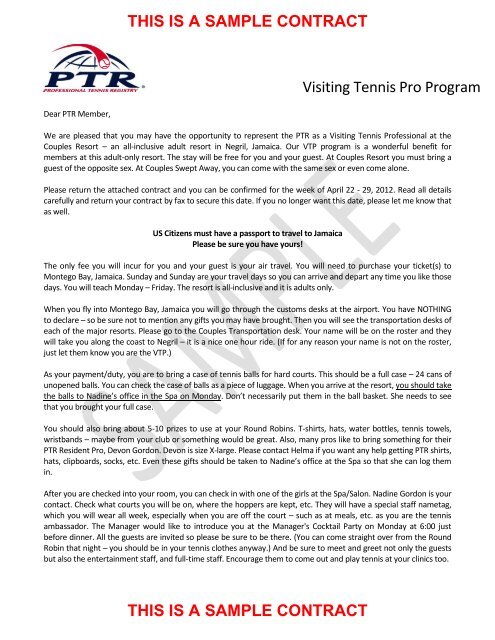 sample contract - Professional Tennis Registry
