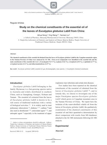 Study on the chemical constituents of the essential oil of the leaves ...