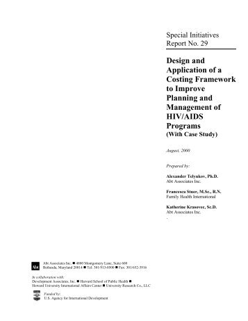 Design and Application of a Costing Framework to ... - Abt Associates
