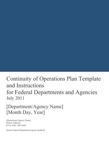 Continuity of Operations Plan Template and Instructions for Federal ...