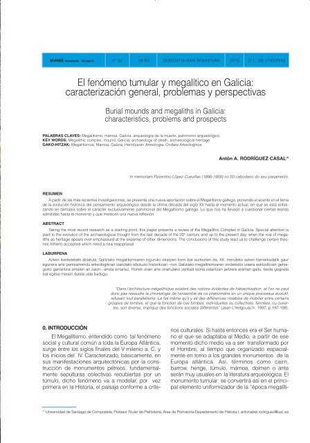 El fenómeno tumular y megalítico en Galicia - Páxinas persoais ...