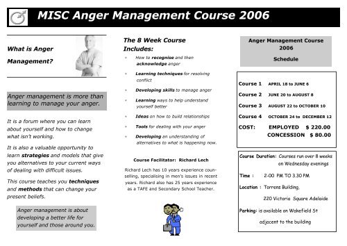 Information on Anger Management Daytime Courses for Men