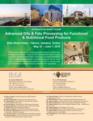 5th Practical Short Course on Advanced Oils & Fats - Bioactives World