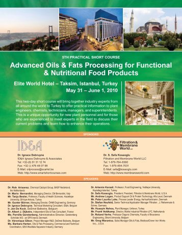 5th Practical Short Course on Advanced Oils & Fats - Bioactives World