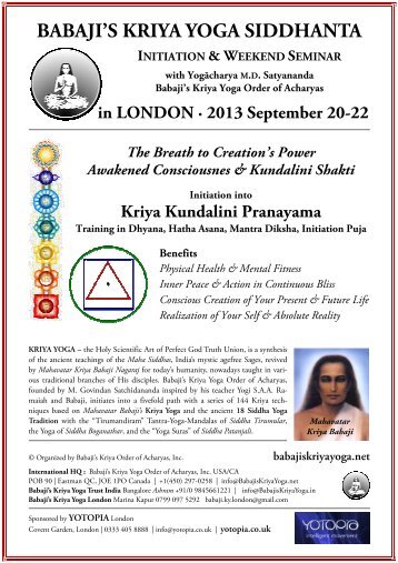 First Initiation Seminar - Babaji's Kriya Yoga