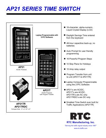 ap21 series time switch - RTC Manufacturing, Inc.