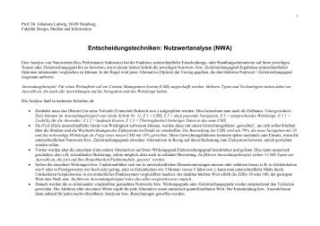 Entscheidungstechniken: Nutzwertanalyse (NWA) - Prof. Dr ...