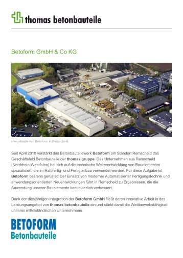 Betoform GmbH & Co KG - Thomas Gruppe