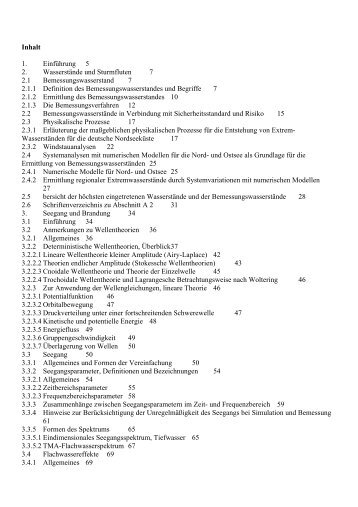 Inhalt 1. Einführung 5 2. Wasserstände und Sturmfluten 7 2.1 ...