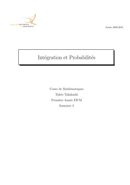 IntÃ©gration et ProbabilitÃ©s