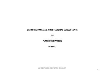 list of empanelled architectural consultants of planning division in epco