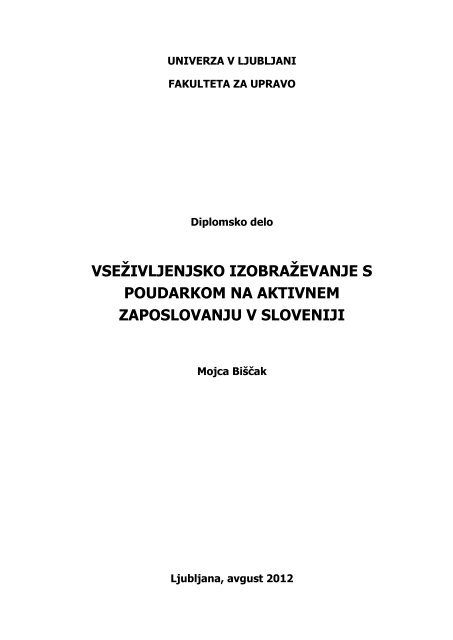 vseÅ¾ivljenjsko izobraÅ¾evanje s poudarkom na aktivnem ...