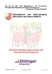 Informationen zum Jahn-Jahrgang 2002 (U8) in der Saison 2009/10 ...