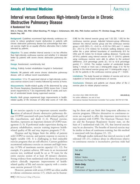 Annals of Internal Medicine - Helmut Horten Stiftung