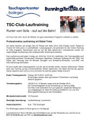 Anmeldeformular TSC-Club-Lauftraining - Tauchsportcenter-Esslingen