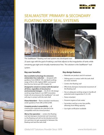 sealmasterÂ® primary & secondary floating roof seal systems - HMT