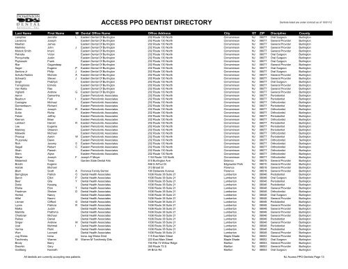 PPO Provider Lists (By State) - Dominion Dental Services, Inc.