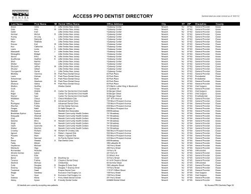 PPO Provider Lists (By State) - Dominion Dental Services, Inc.