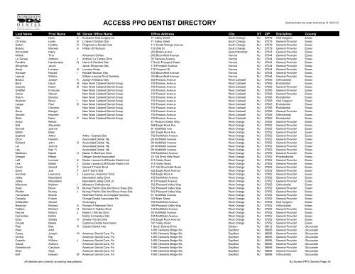 PPO Provider Lists (By State) - Dominion Dental Services, Inc.