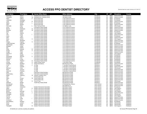 PPO Provider Lists (By State) - Dominion Dental Services, Inc.