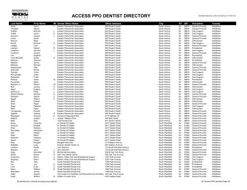 PPO Provider Lists (By State) - Dominion Dental Services, Inc.