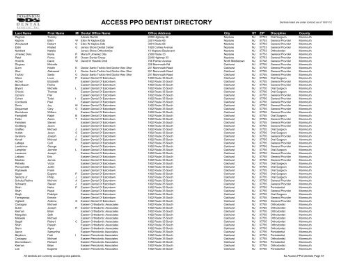 PPO Provider Lists (By State) - Dominion Dental Services, Inc.