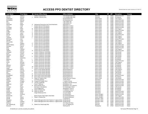 PPO Provider Lists (By State) - Dominion Dental Services, Inc.