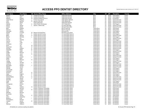 PPO Provider Lists (By State) - Dominion Dental Services, Inc.