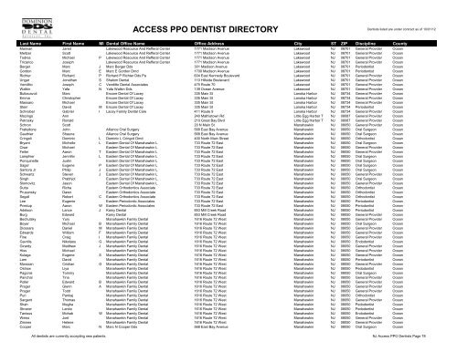 PPO Provider Lists (By State) - Dominion Dental Services, Inc.