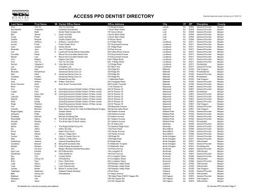 PPO Provider Lists (By State) - Dominion Dental Services, Inc.