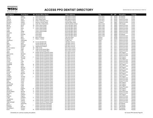 PPO Provider Lists (By State) - Dominion Dental Services, Inc.