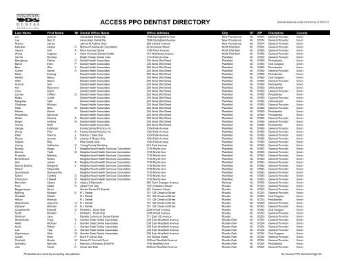 PPO Provider Lists (By State) - Dominion Dental Services, Inc.