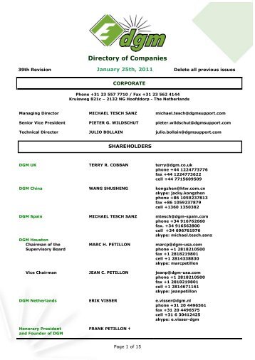 Directory of Companies - DGM Denmark