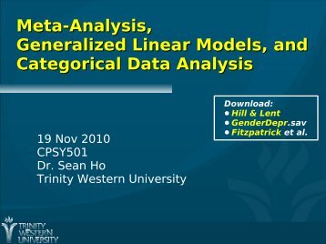 Meta-Analysis, Generalized Linear Models, and Categorical Data ...