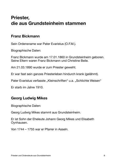 Priester und Ordensleute aus Grundsteinheim - St. Alexander ...