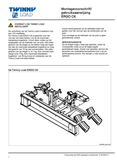 Montagevoorschrift/ gebruiksaanwijzing ERGO CK - Twinny Load