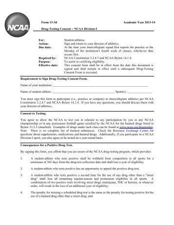 NCAA Drug Testing Policy