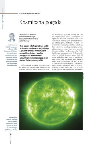 "Kosmiczna pogoda", Iwona Stanisławska - Portal Wiedzy PAN